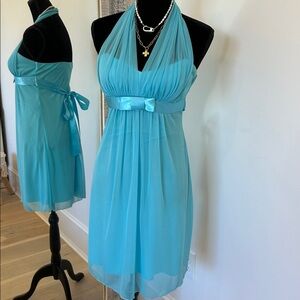 B. Darlin Bright Aqua Halter Dress